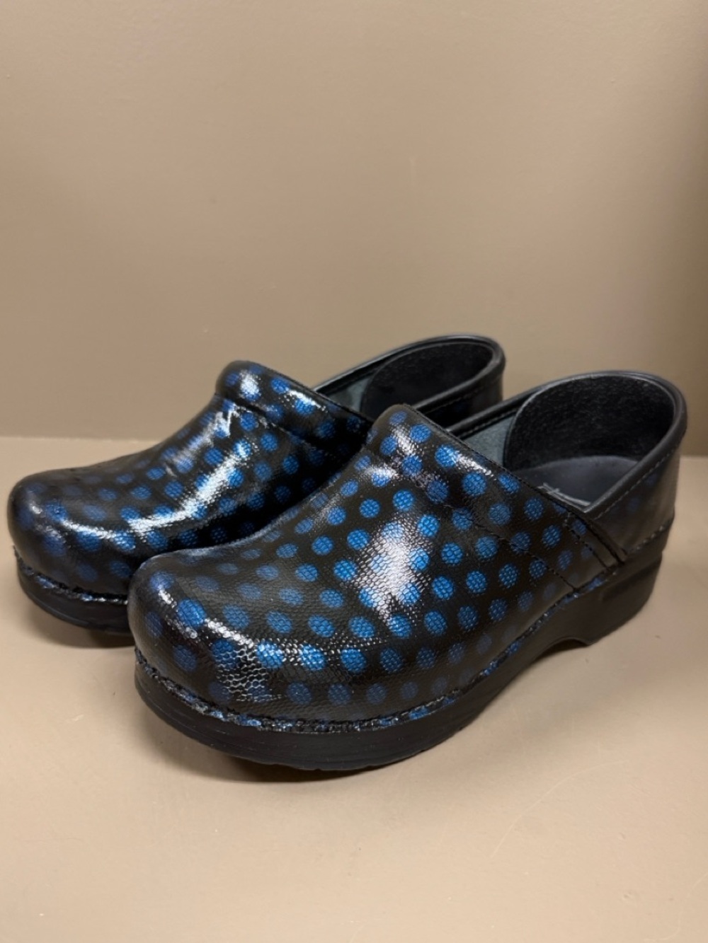 Dansko Blue & Black Polka Dot Professional Clog EU 36